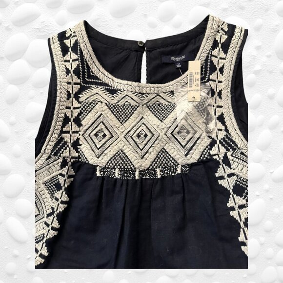 MADEWELL 1937 Women's Embroidered Geometric Print Sleeveless Dress M - Picture 4 of 5